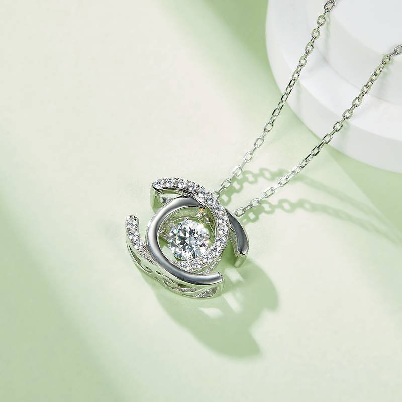 Dynamic dual C S925 silver plated platinum moissanite necklace 50 points D-grade